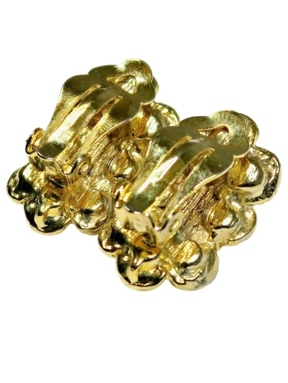 1980s-90s Gold-Tone Rhinestone Clip-On Earrings Vintage Statement Jewelry